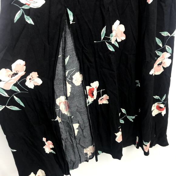 Reformation Floral Vanessa Dress 12 Crew Neck Long Sleeve Side Slit Keyhole Back - Picture 8 of 8